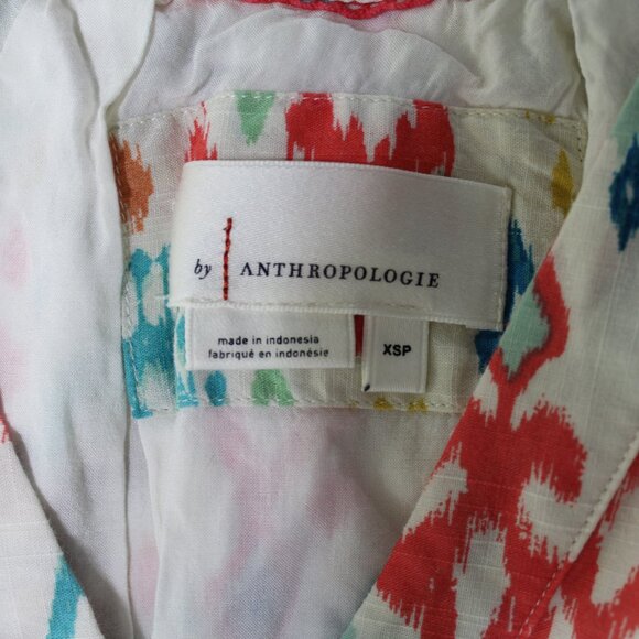 By Anthropologie Felipa Dress Ikat Midi Multicolored smocked waist XS Petite - Picture 7 of 11
